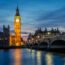 Big Ben and Westminster Bridge by Night London UK